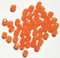 50 6mm Faceted Opal Orange Firepolish Beads